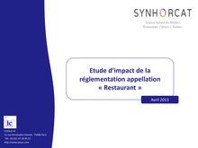 Synhorcat : Etude d’impact de la réglementation appellation « Restaurant »