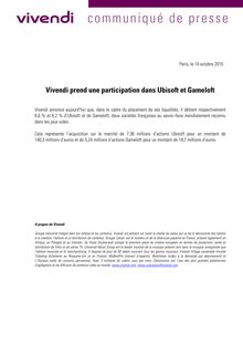Jeux vidéo : Vivendi prend une participation dans Ubisoft et Gameloft
