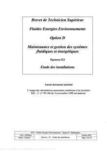 Btsfluide etudes des installations 2005 maint maintenance et gestion des systemes fluidiques et energetiques