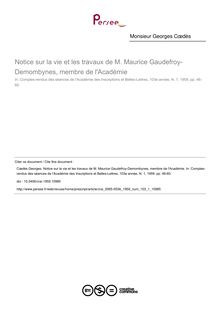 Notice sur la vie et les travaux de M. Maurice Gaudefroy-Demombynes, membre de l Académie - article ; n°1 ; vol.103, pg 46-60