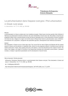 La périurbanisation dans l espace rural grec / Peri-urbanisation in Greak rural areas - article ; n°4 ; vol.77, pg 359-366
