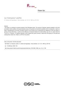 Le marqueur Laizhe - article ; n°2 ; vol.12, pg 65-102
