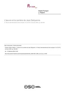 L œuvre et la carrière de Jean Deliyannis - article ; n°2 ; vol.52, pg 445-449