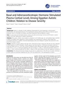 Basal and Adrenocorticotropic Hormone Stimulated Plasma Cortisol Levels Among Egyptian Autistic Children: Relation to Disease Severity