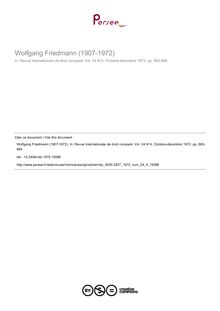 Wolfgang Friedmann (1907-1972) - article ; n°4 ; vol.24, pg 883-884