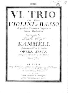 Partition violon 2, VI trio, per due violini & basso, li quali si potranno esequire a piena orchestre