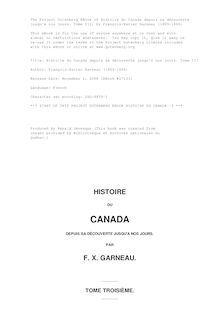 Histoire du Canada depuis sa découverte jusqu à nos jours. Tome III par Garneau