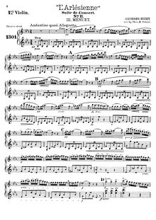 Partition violons I, L Arlésienne  No.2, Bizet, Georges