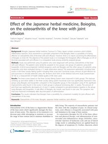 Effect of the Japanese herbal medicine, Boiogito, on the osteoarthritis of the knee with joint effusion