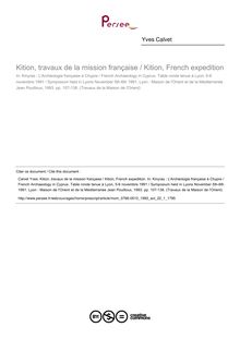Kition, travaux de la mission française / Kition, French expedition - article ; n°1 ; vol.22, pg 107-138