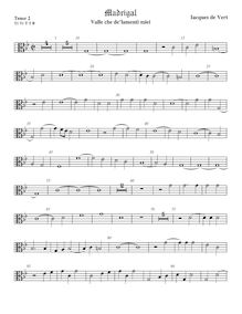 Partition ténor viole de gambe 2, alto clef, madrigaux pour 5 voix par  Giaches de Wert