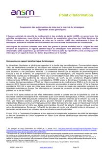 ANSM : Suspension des autorisations de mise sur le marché du tétrazépam (Myolastan et ses génériques)