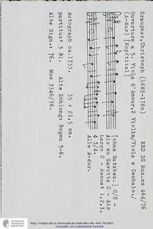 Partition complète, Ouverture, GWV 729, A major, Graupner, Christoph
