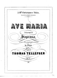 Partition complète, Ave Maria, Op.4, G major, Tellefsen, Thomas Dyke Acland