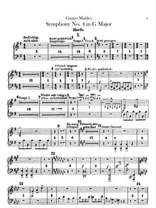 Partition harpe, Symphony No.4, Mahler, Gustav