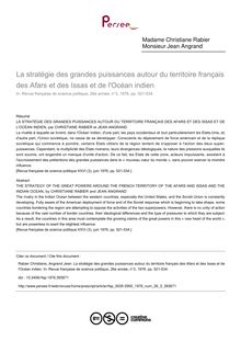 La stratégie des grandes puissances autour du territoire français des Afars et des Issas et de l Océan indien - article ; n°3 ; vol.26, pg 521-534