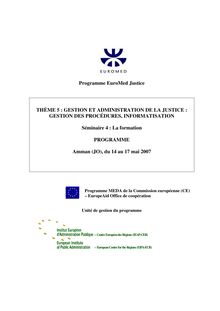 Séminaire Euromed sur la gestion et l administration - Programme ...