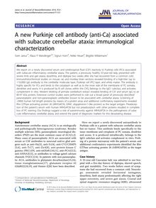 A new Purkinje cell antibody (anti-Ca) associated with subacute cerebellar ataxia: immunological characterization