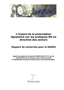 DARES : L’impact de la prescription législative sur les pratiques RH en direction des seniors 