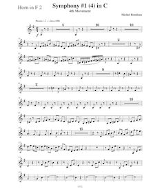Partition cor 2 (F), Symphony No.1, C major, Rondeau, Michel par Michel Rondeau