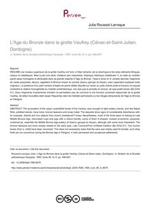 L Age du Bronze dans la grotte Vaufrey (Cénac-et-Saint-Julien, Dordogne) - article ; n°6 ; vol.90, pg 446-467