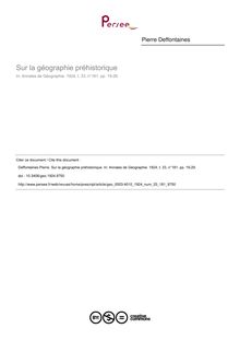 Sur la géographie préhistorique - article ; n°181 ; vol.33, pg 19-29