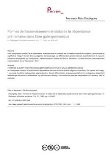 Formes de l asservissement et statut de la dépendance pré­romaine dans l aire gallo-germanique - article ; n°1 ; vol.11, pg 416-447