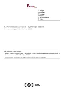 Psychologie appliquée. Psychologie sociale. - compte-rendu ; n°2 ; vol.55, pg 522-532