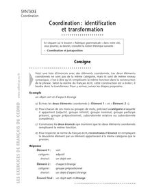 Phrase et modèle de base, Coordination : identification et transformation