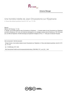 Une homélie inédite de Jean Chrysostome sur l Epiphanie - article ; n°1 ; vol.29, pg 117-135