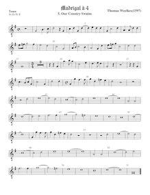 Partition ténor viole de gambe, octave aigu clef, First set of madrigaux par Thomas Weelkes