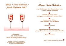 Menu St Valentin 2013 de l Hôtel****Restaurant de la Corderie Royale