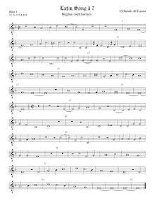 Partition viole de basse 1, octave aigu clef, Regina coeli laetare