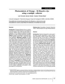 Photocatalysis of Orange - 84 Reactive dye using a  sunlight collector (Fotocatálisis del colorante Naranja Reactivo 84 utilizando un colector de luz solar)