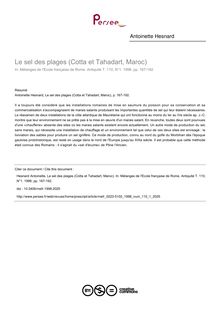 Le sel des plages (Cotta et Tahadart, Maroc) - article ; n°1 ; vol.110, pg 167-192