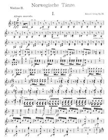 Partition violons II, 4 norvégien Dances, Op.35, Grieg, Edvard