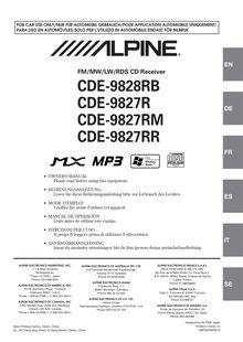 Notice Système de voiture Audio Alpine  CDE-9828RB