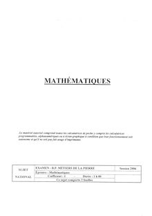 Mathématiques 2006 BP - Métiers de la pierre