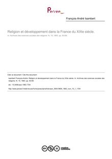 Religion et développement dans la France du XIXe siècle. - article ; n°1 ; vol.15, pg 63-69