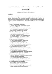 Partition Verses, Pseaume XIX, Exaudiat te Dominus in die tribulationis