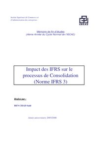 Impact des ifrs sur le processus de consolidation norme ifrs 3