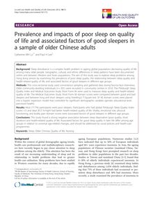 Prevalence and impacts of poor sleep on quality of life and associated factors of good sleepers in a sample of older Chinese adults