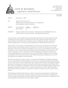Proposed Audit of Treatment of Adult Inmates with Mental Illnesses Scope Memo