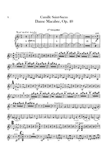 Partition violons I, Danse macabre, Op.40, Poème symphonique d après une poésie de Henri Cazalis par Camille Saint-Saëns