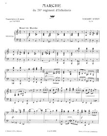 Partition Reduction pour piano 4 mains, Marche du 76ème régiment d’infanterie, Op. 54