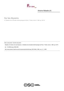 Sur les Abyssins - article ; n°1 ; vol.4, pg 64-76