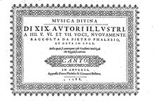 Partition parties complètes, Musica divina di XIX autori illustri / raccolta da Pietro Phalesio