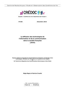 La diffusion des technologies de l information et de la communication dans la société française (2010)