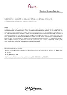 Économie, société et pouvoir chez les Duala anciens. - article ; n°59 ; vol.15, pg 361-380