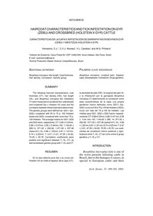 HAIRCOAT CHARACTERISTICS AND TICK INFESTATION ON GYR (ZEBU) AND CROSSBRED (HOLSTEIN X GYR) CATTLE(CARACTERÍSTICAS DE LA CAPA E INFESTACIÓN DE GARRAPATAS EN BOVINOS GYR (CEBÚ) Y MESTIZOS (HOLSTEIN X GYR))